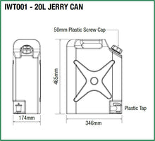 Load image into Gallery viewer, 20L Plastic Jerry Can Water Tank - (350 X 170 X 460MM)
