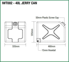 Load image into Gallery viewer, 40L Double Jerry Can Water Tank - (465 X 340 X 335MM)
