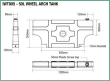 Load image into Gallery viewer, 50L Wheel Arch Water Tank - (1215 X 120 X 590MM*)