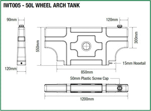 50L Wheel Arch Water Tank - (1215 X 120 X 590MM*)