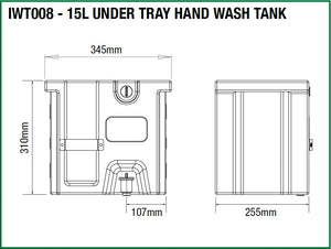 15L Under Tray Hand Wash Tank - (345 X  255 X 305MM)